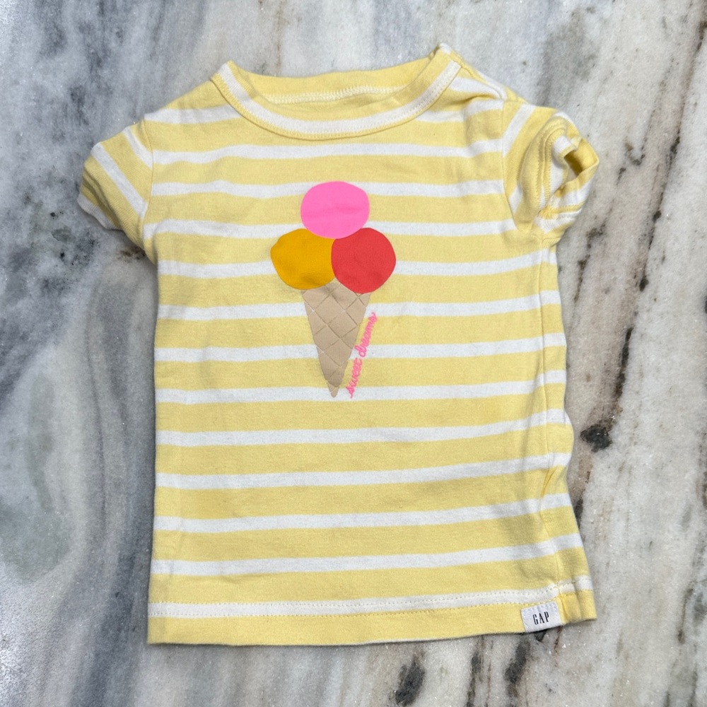GAP Kids Yellow and White Striped Ice Cream Tee